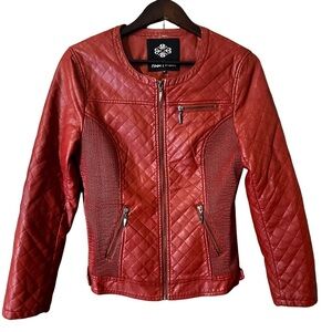 Anne Parker Red Bomber Vegan Jacket Quilted Design 80s Thriller Sz Medium Retro
